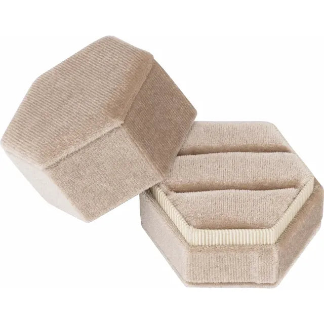 Champagne Velvet Double Ring Box