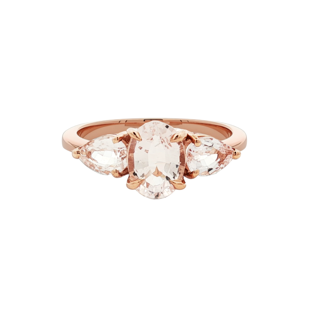 9k Rose Gold Morganite Trio Ring