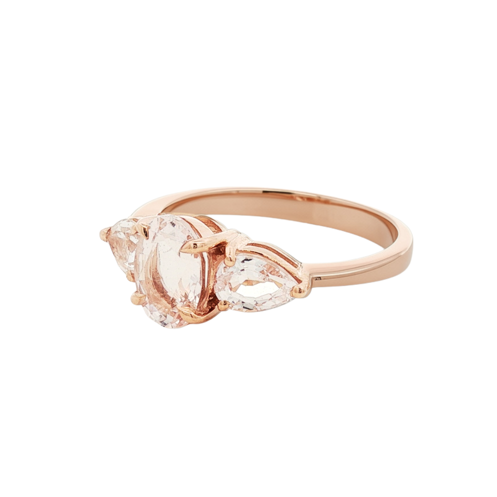 9k Rose Gold Morganite Trio Ring