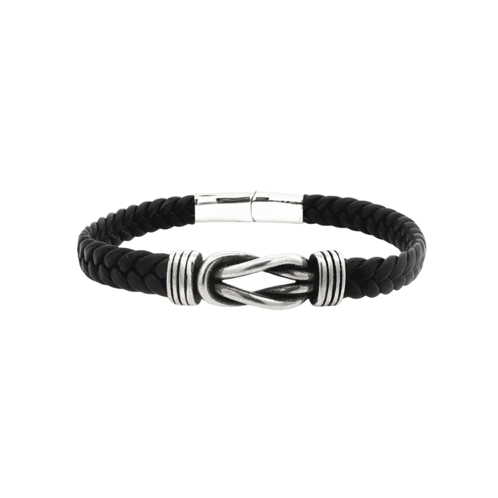 Black Leather Sailor Knot Bracelet