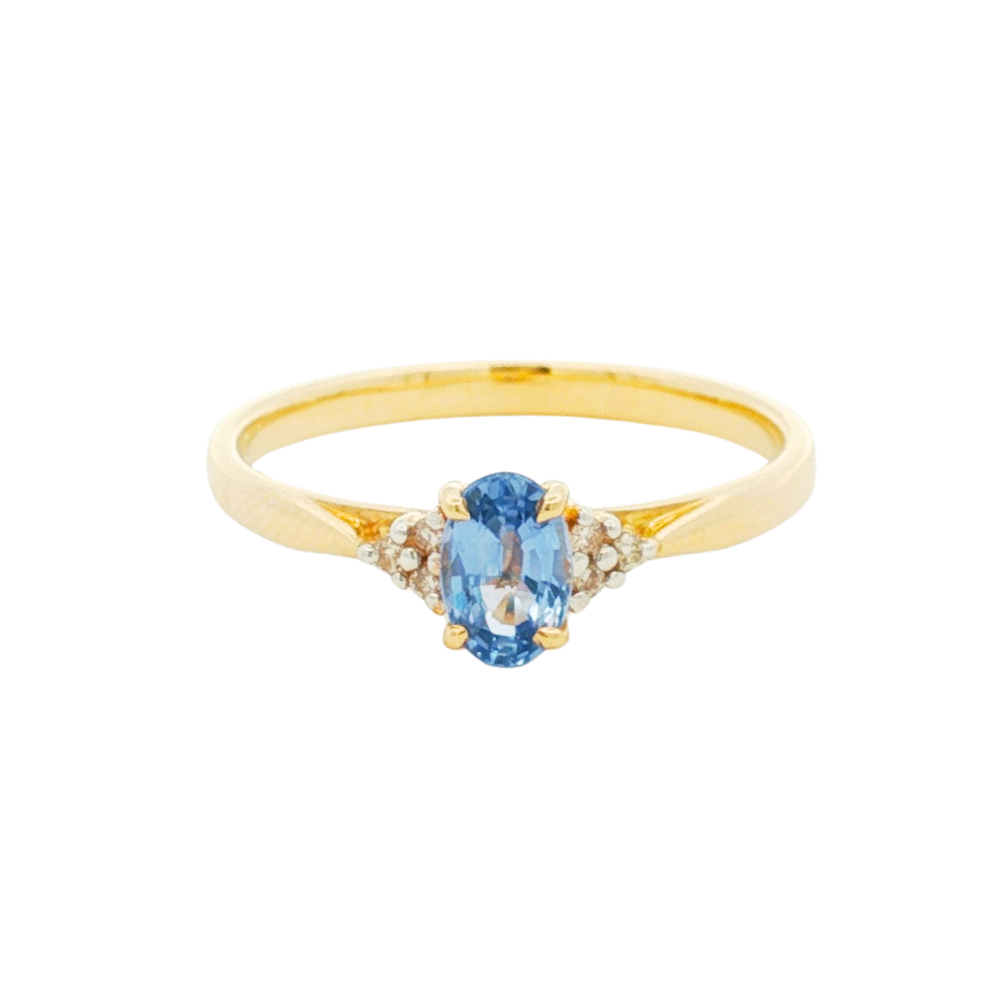 9k Yellow Gold Sapphire & Diamond Ring