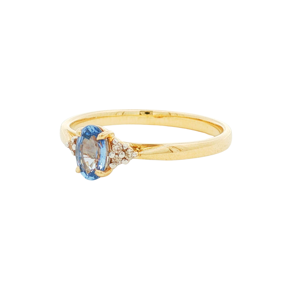 9k Yellow Gold Sapphire & Diamond Ring