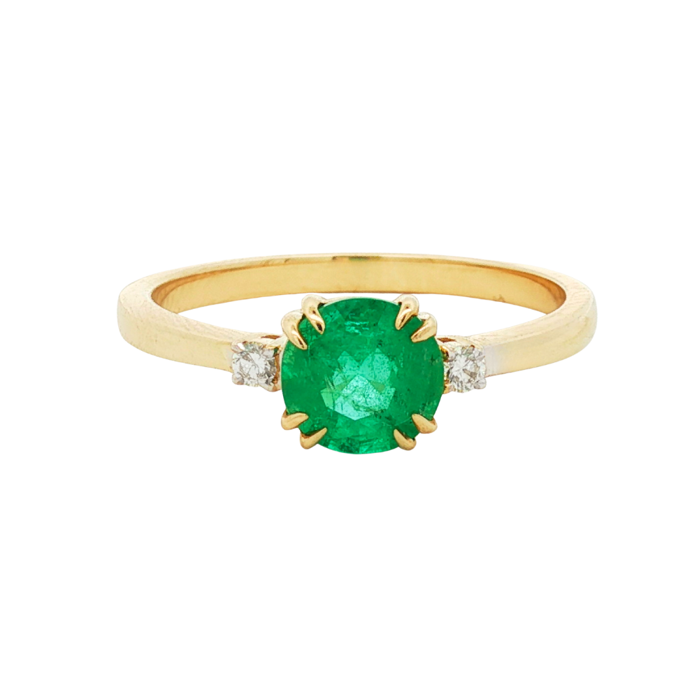 9k Yellow Gold Emerald & Diamond Ring
