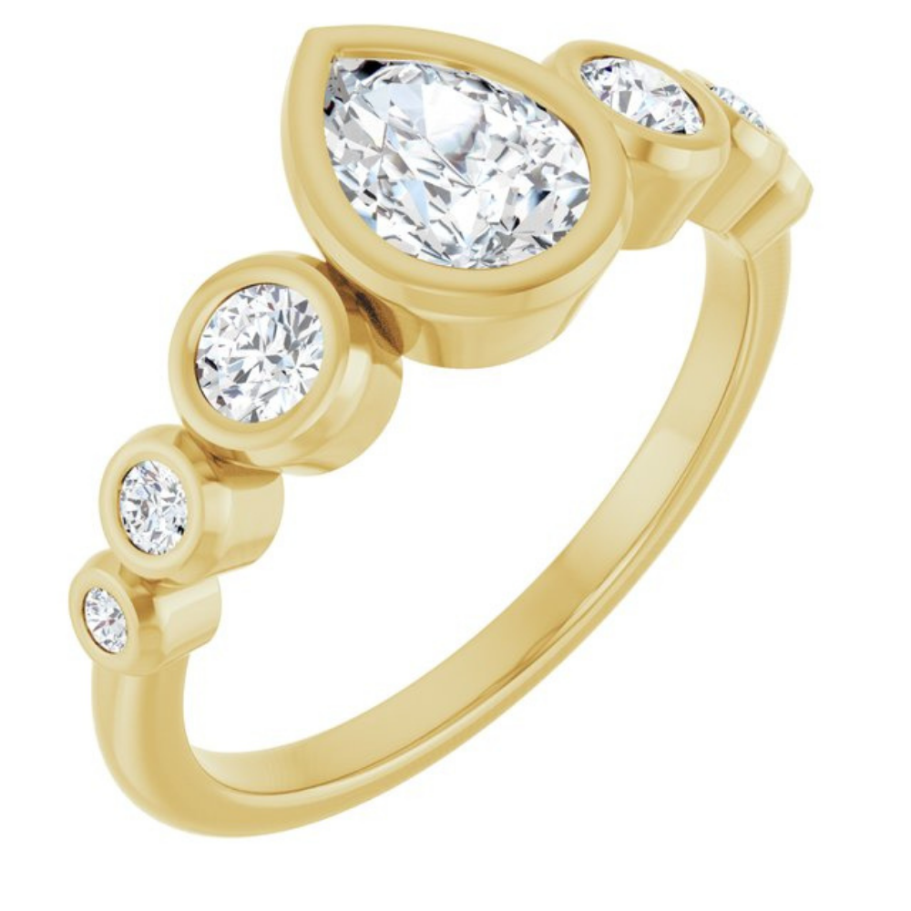 'Liora' Bezel Pear & Round RIng