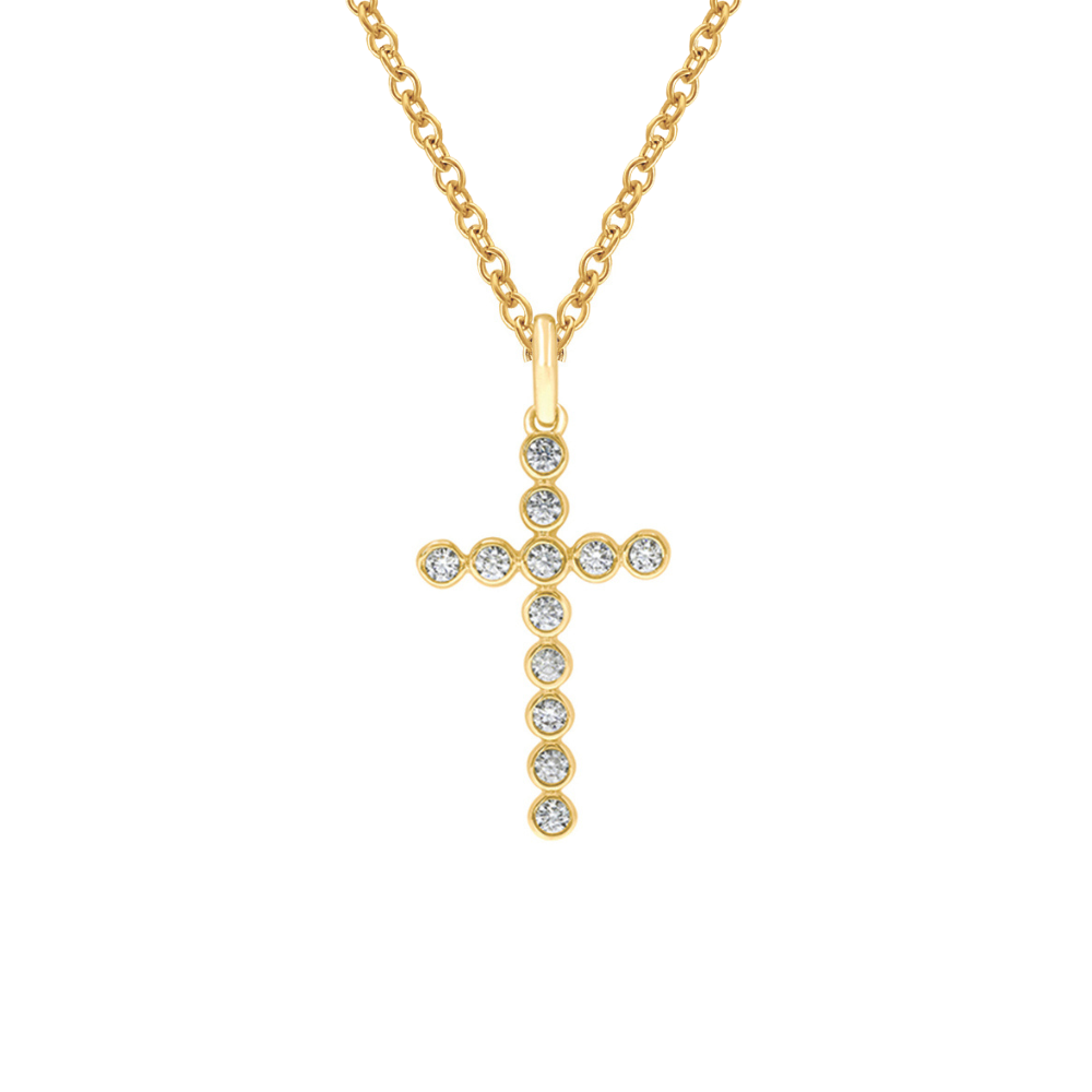 9k Yellow Gold Lab Diamond Cross Pendant
