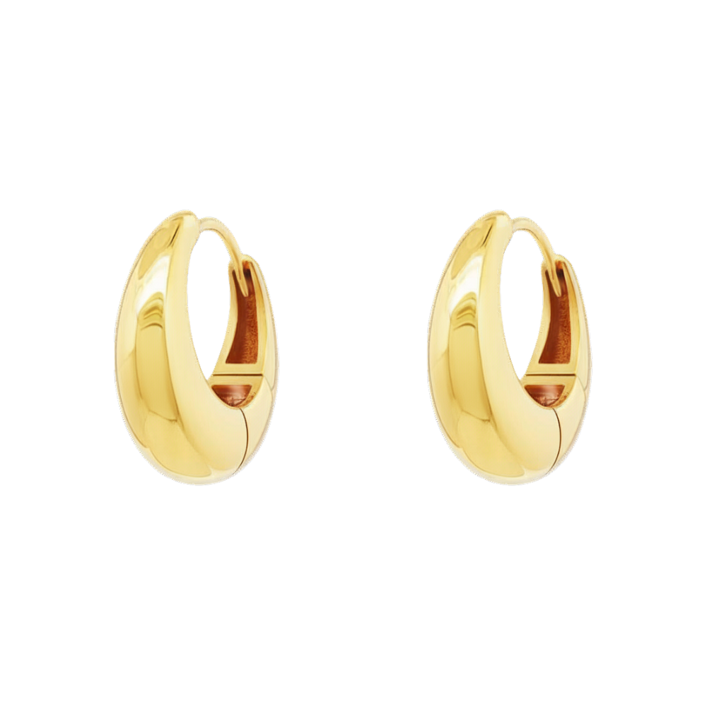 9k Yellow Gold Huggie Crescent Moon Earrings