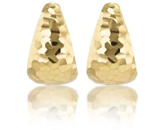 Yellow Gold J Shape Huggie Earrings