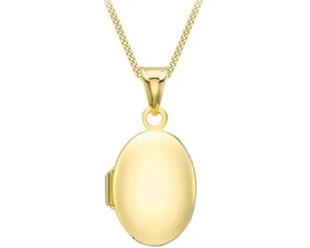 Yellow Gold Small Oval Locket Necklace