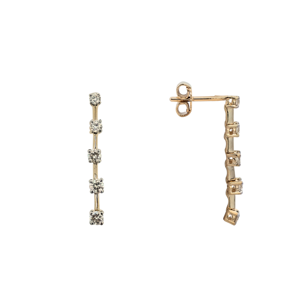 9k Yellow Gold Diamond Drop Earrings