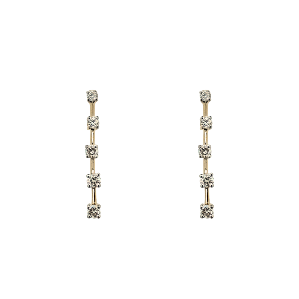 9k Yellow Gold Diamond Drop Earrings