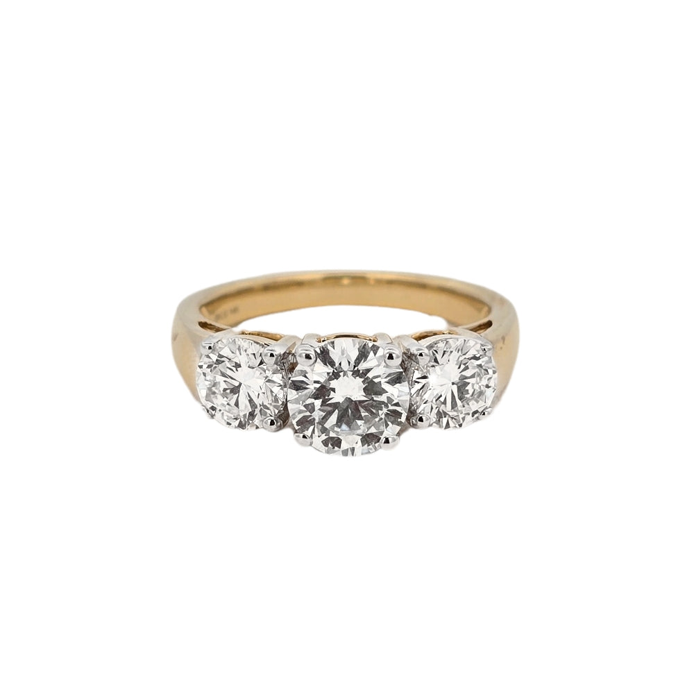 14k Yellow Gold 'Florence' 2.00ct Lab Created Diamond Trilogy Ring