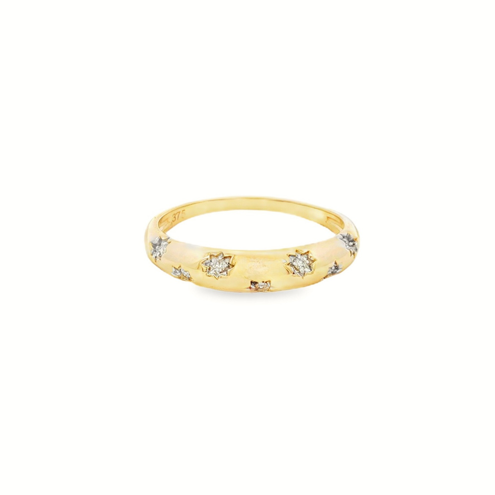 9k Yellow Gold Diamond Galaxy Ring