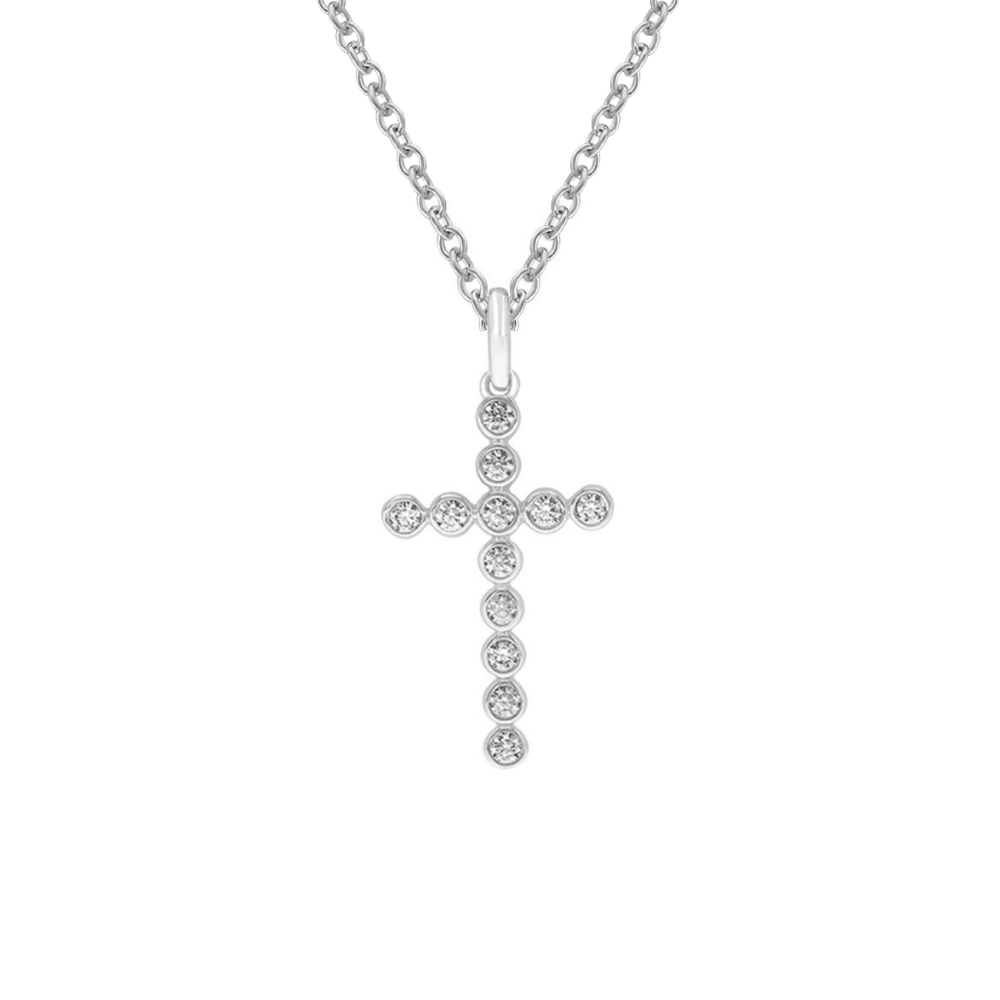 9k White Gold Lab Diamond Cross Pendant