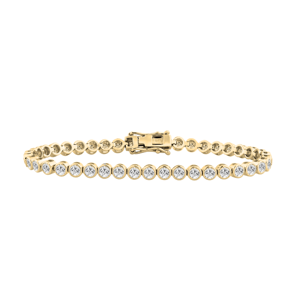 9k Yellow Gold 5.00ct Lab Grown Diamond Bezel Tennis Bracelet