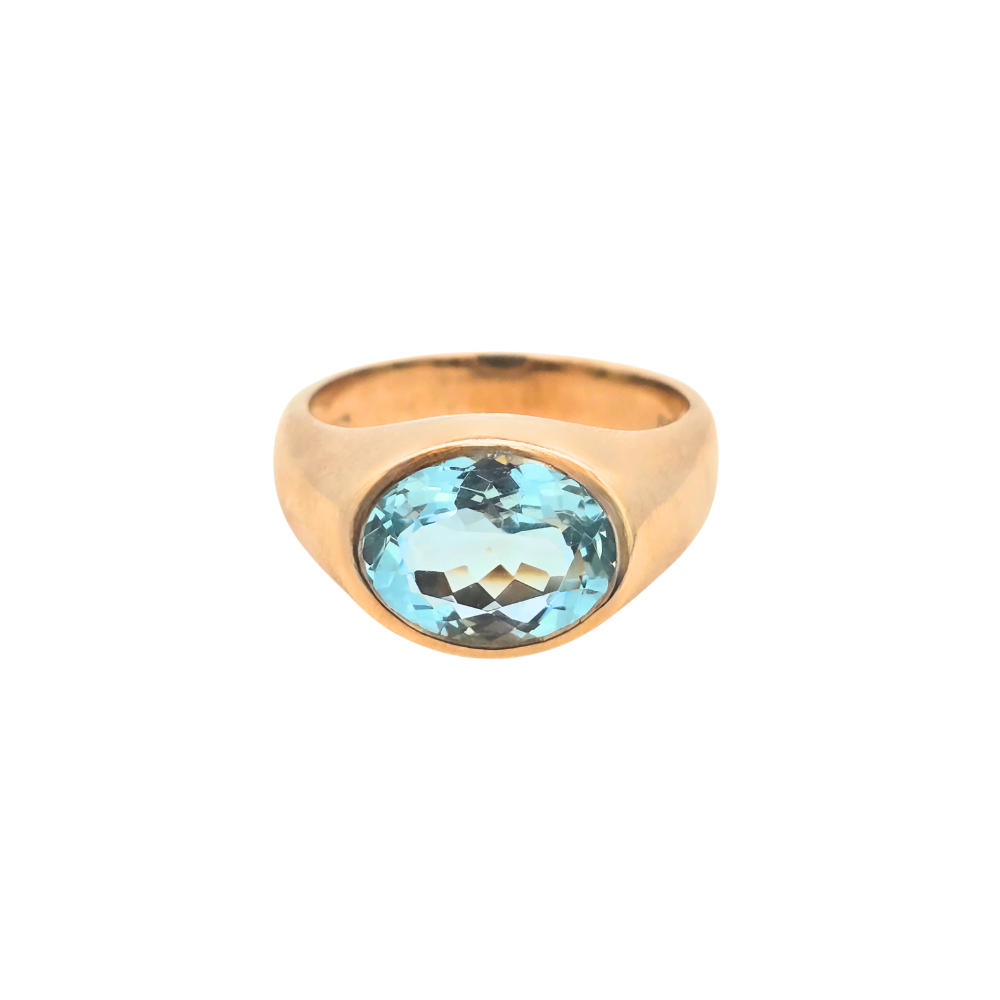 9k Yellow Gold 'Mira' Aquamarine Bezel Set Ring