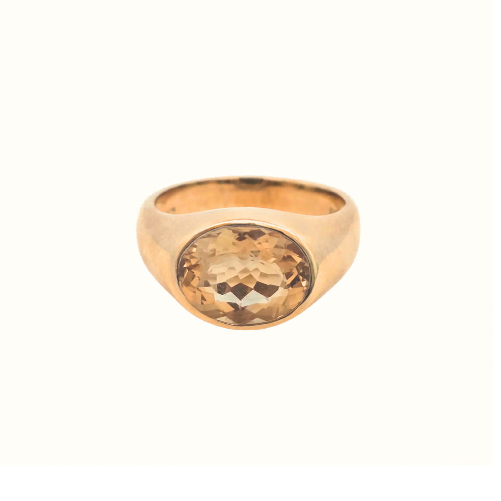 9k Yellow Gold 'Mira' Citrine Bezel Set Ring
