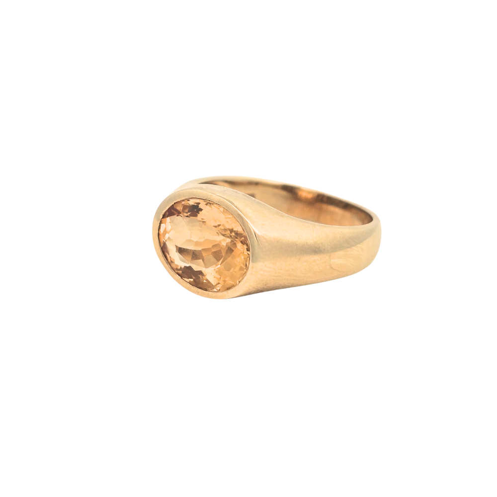 9k Yellow Gold 'Mira' Citrine Bezel Set Ring