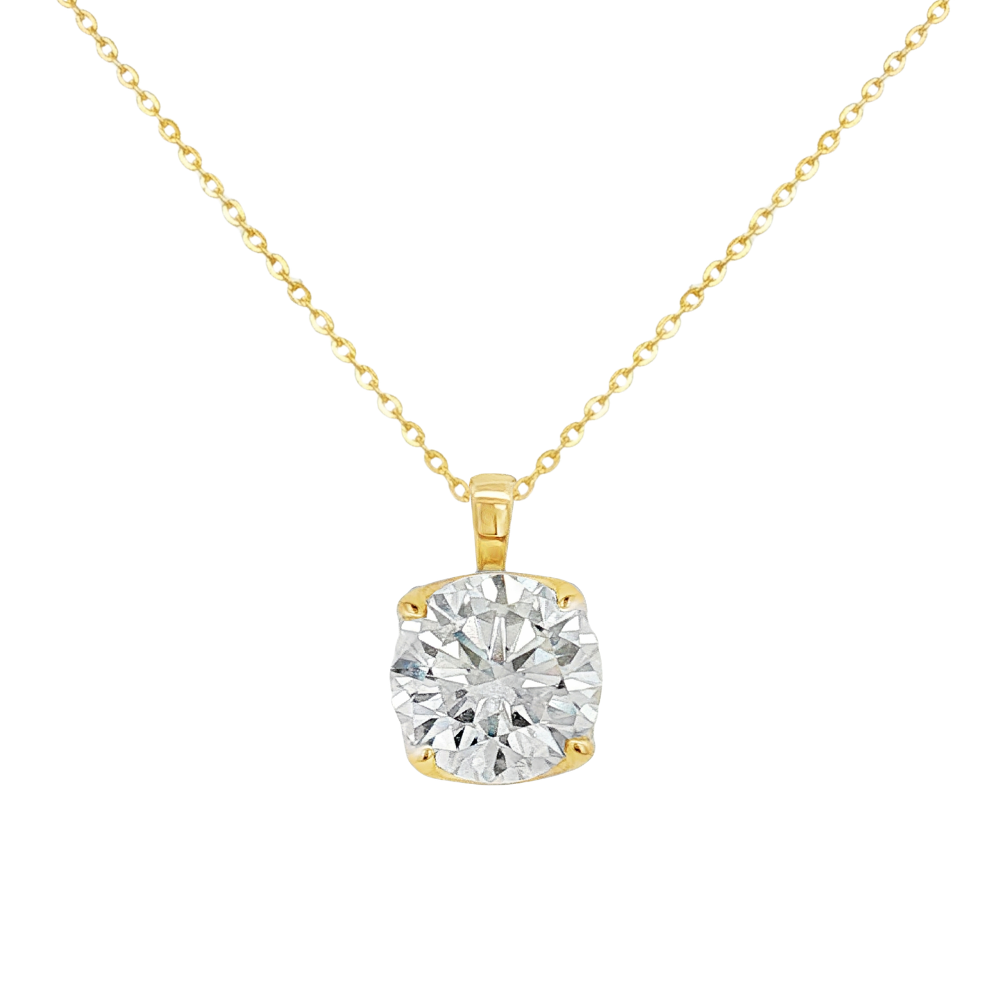 9k Yellow Gold Lab Created Diamond Necklace 3.06ct TDW EF-VS