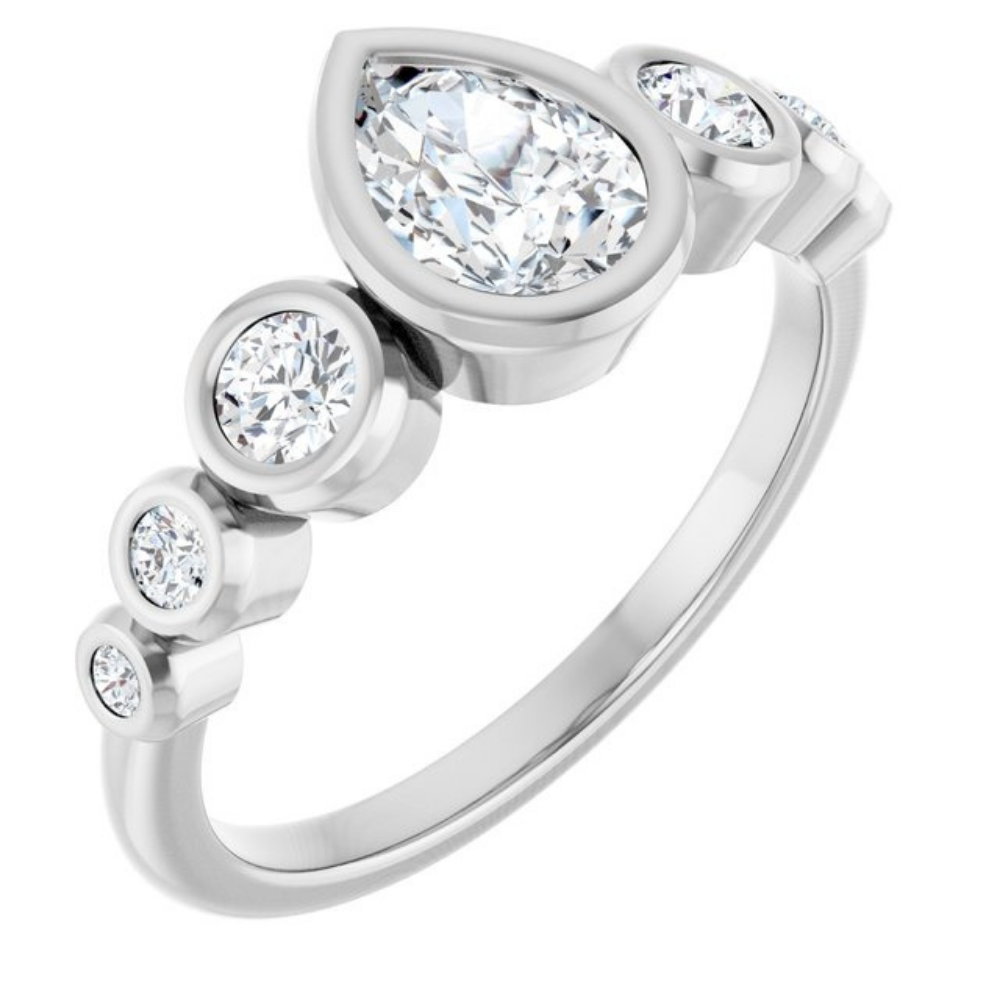 'Liora' Bezel Pear & Round RIng