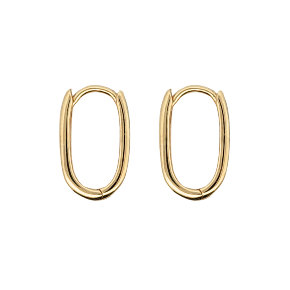 9k Yellow Gold & Enamel Slim Paperclip Hoop Earrings