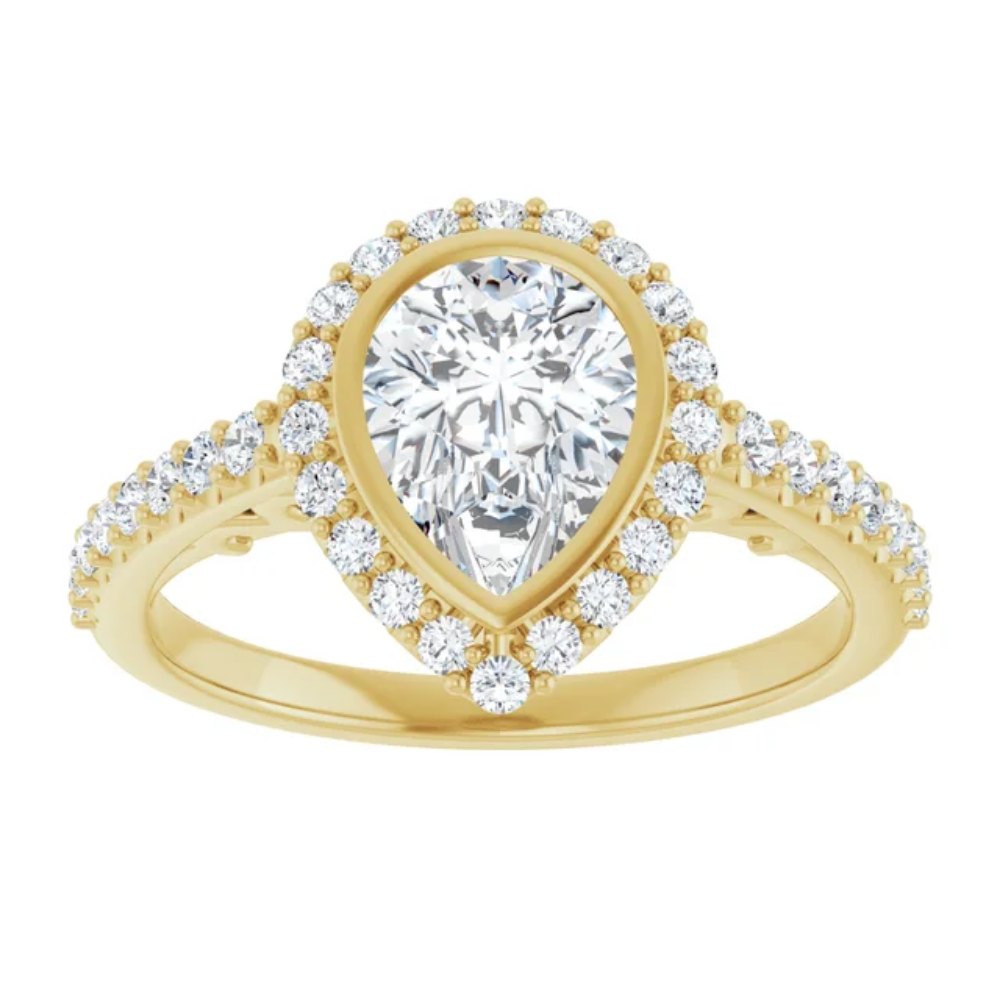 'Aurora' Pear Halo Ring
