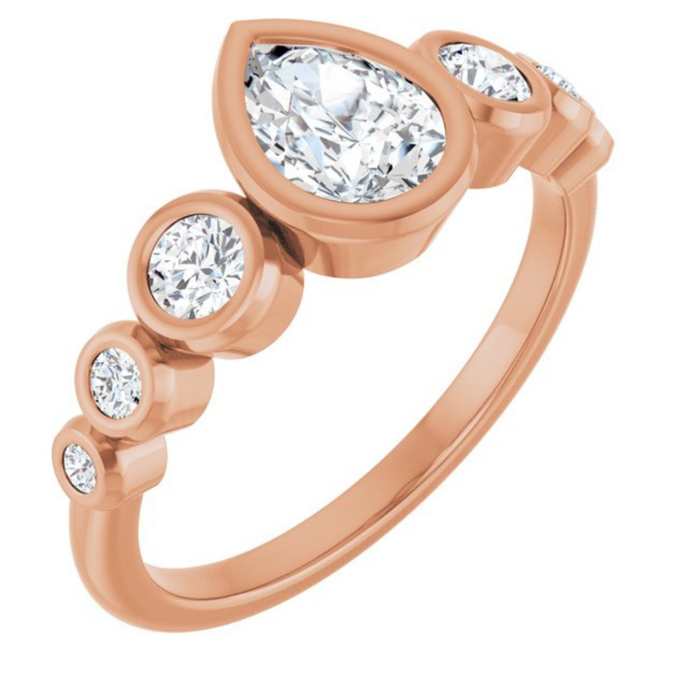 'Liora' Bezel Pear & Round RIng