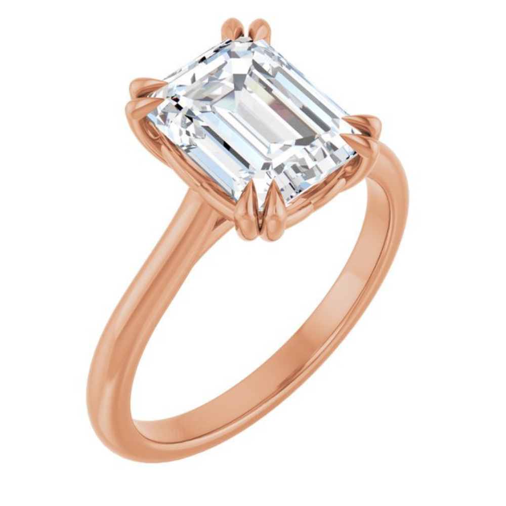 'Lucie' Emerald Cut Double Claw Ring
