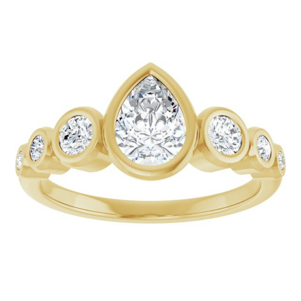 'Liora' Bezel Pear & Round RIng