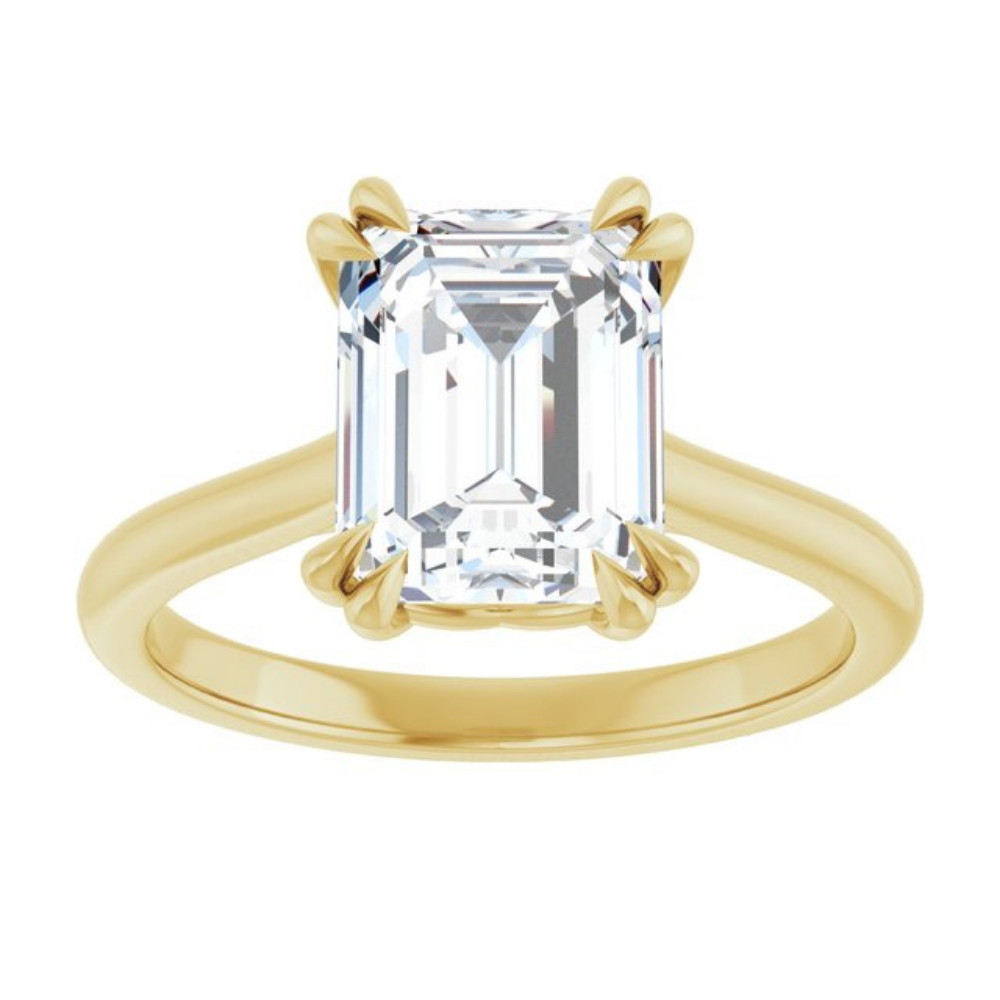 'Lucie' Emerald Cut Double Claw Ring