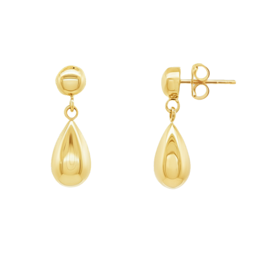 9k Yellow Gold Teardrop Drop Earrings