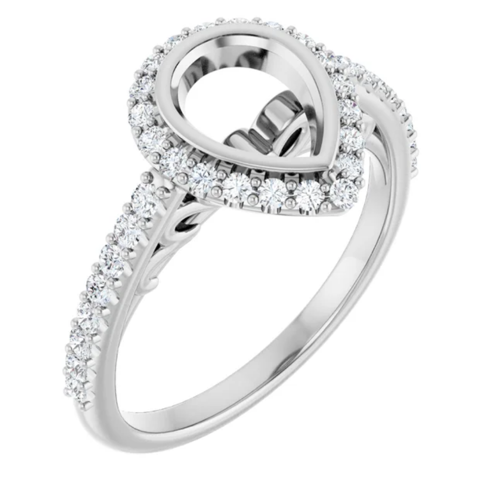 'Aurora' Pear Halo Ring