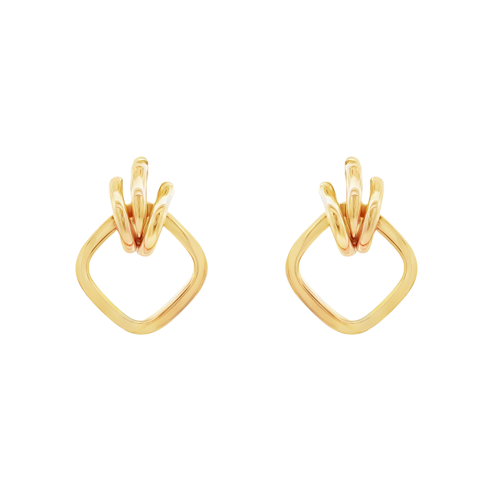 9k Yellow Gold 3 Bar Diamond Shaped Earrings