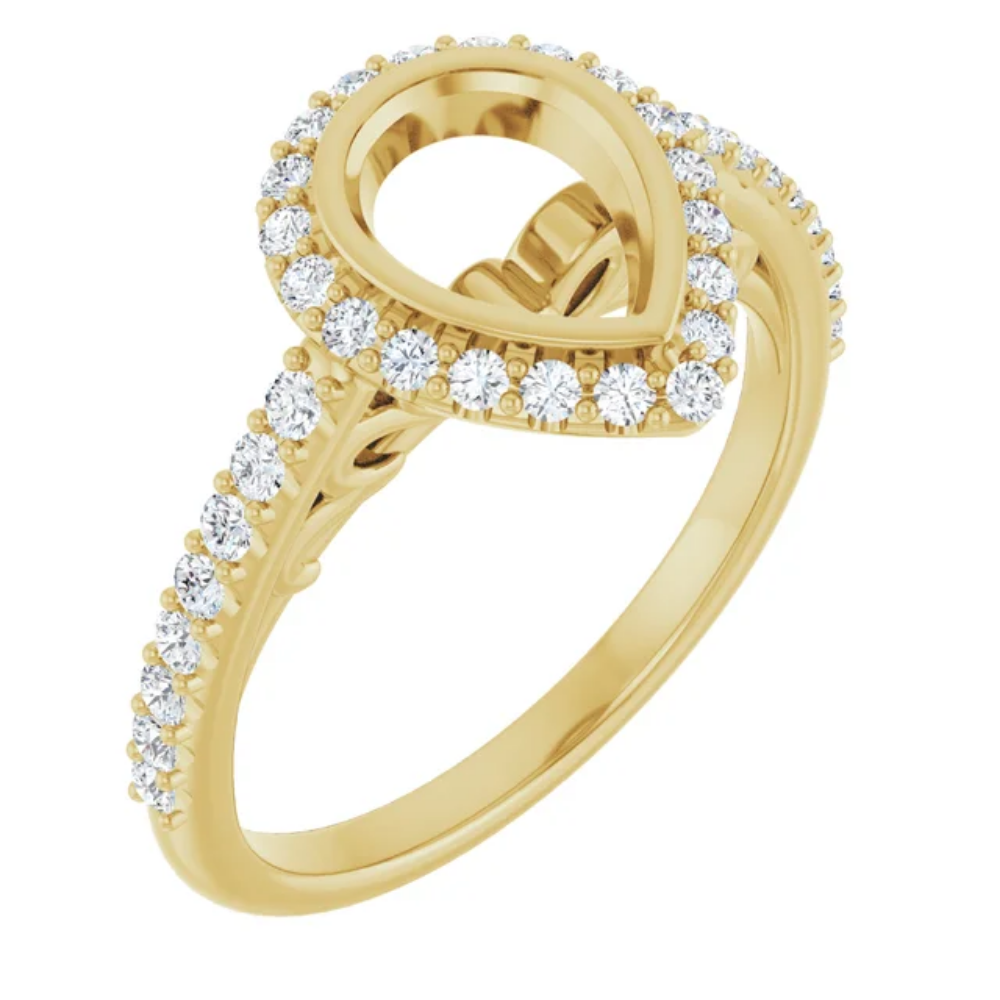 'Aurora' Pear Halo Ring