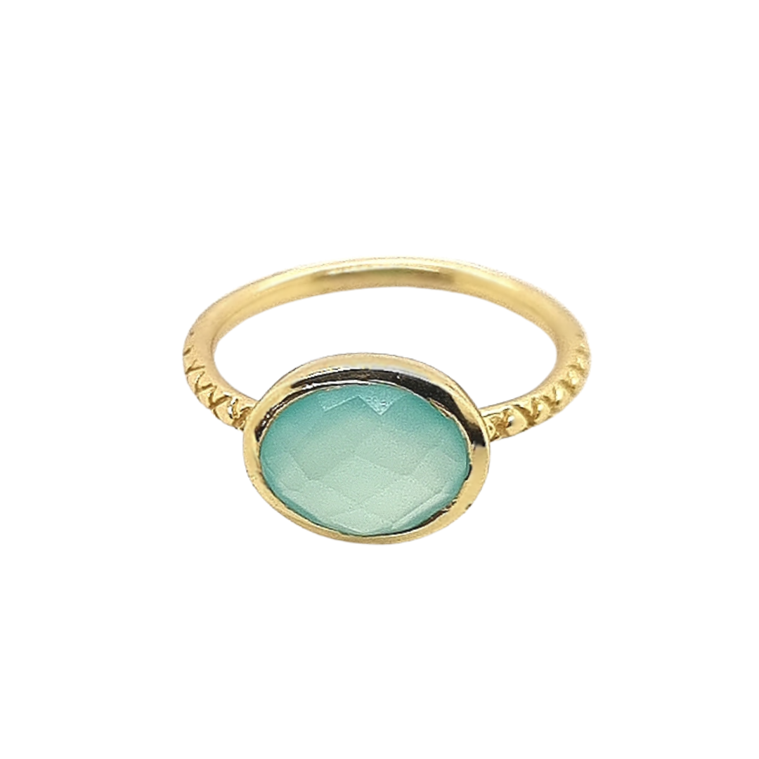 Gold Plated 'Carme' Chalcedony Bezel Ring