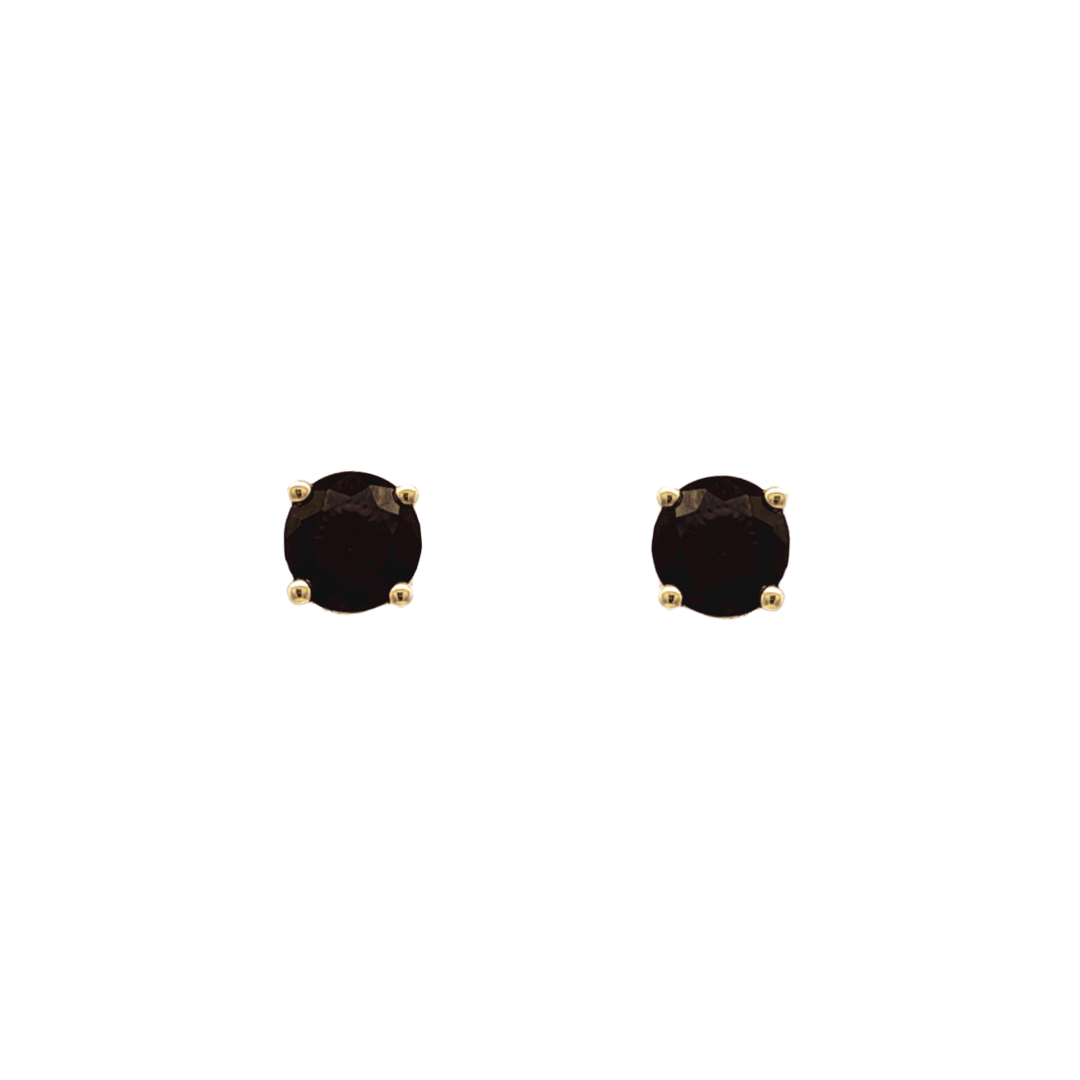 9k Yellow Gold 5mm Black Sapphire Stud Earrings