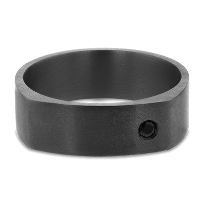 'Cassian' Tantalum and Black Diamond Flat Top Band