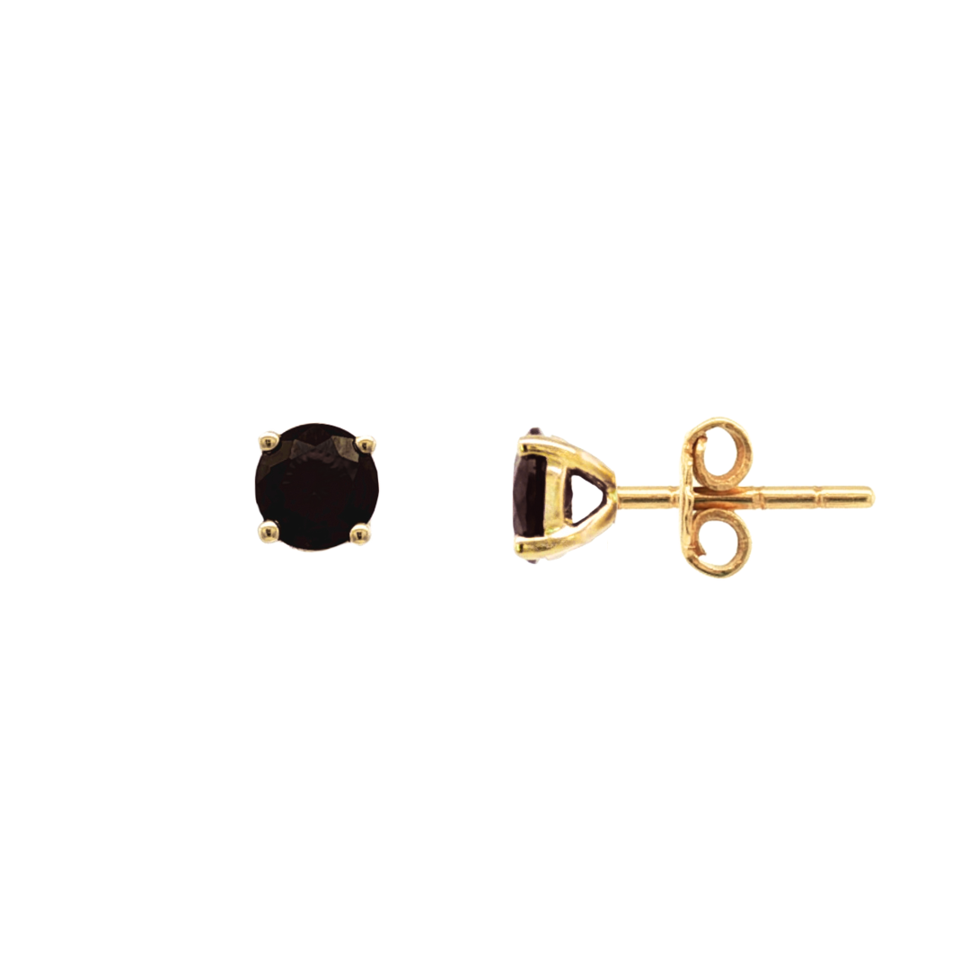 9k Yellow Gold 5mm Black Sapphire Stud Earrings