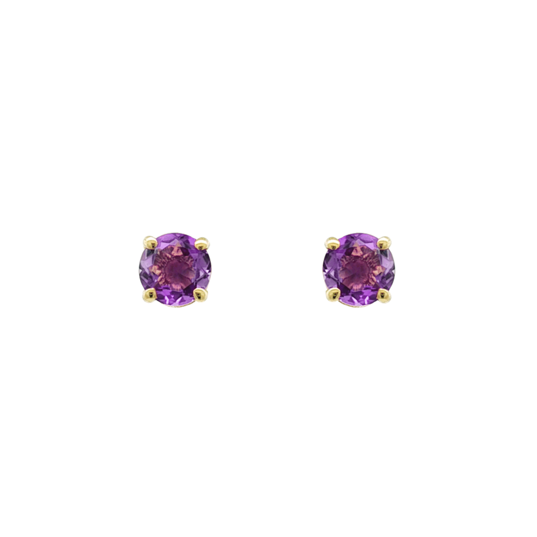 9k Yellow Gold 5mm Amethyst Stud Earrings