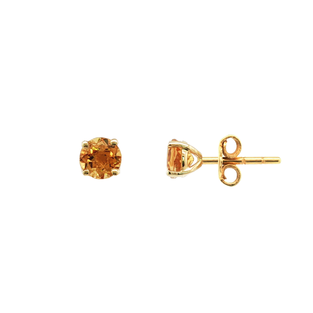 9k Yellow Gold 5mm Citrine Stud Earrings