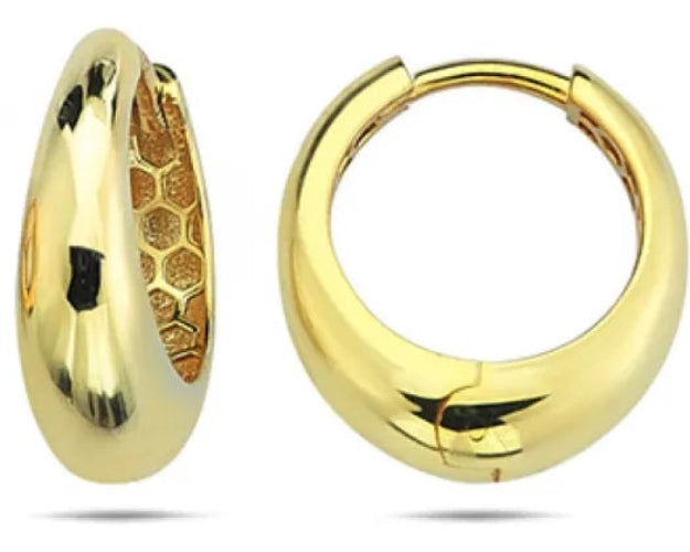 9k Yellow Gold Tapered Huggie Earrings