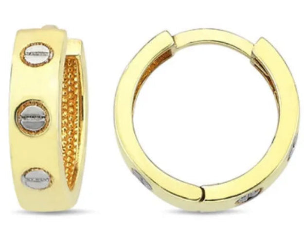 9k Yellow Gold Love Lock Hoop Earrings