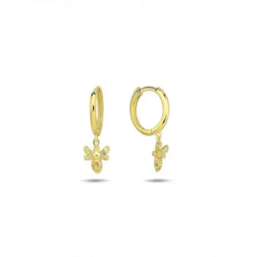 9k Yellow Gold Bumble Bee Huggie Earrings