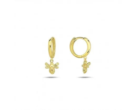 9k Yellow Gold Bumble Bee Huggie Earrings