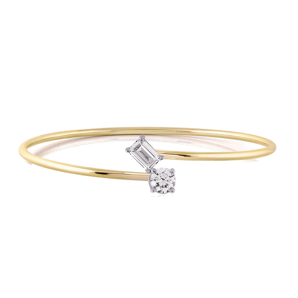 Yellow Gold Lab Diamond Toi et Moi Flexi Bangle