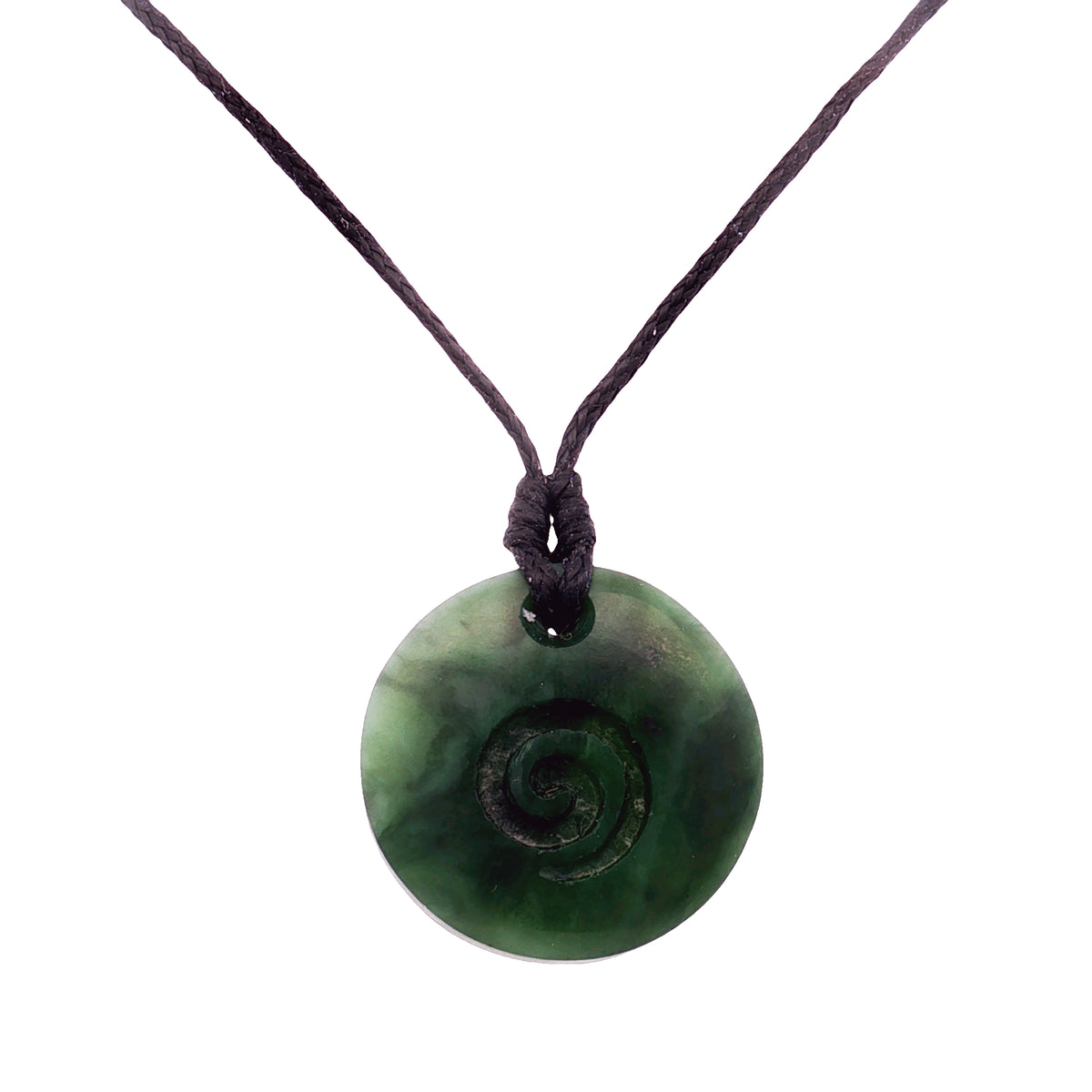 Round Engraved Single Koru Pounamu Necklace