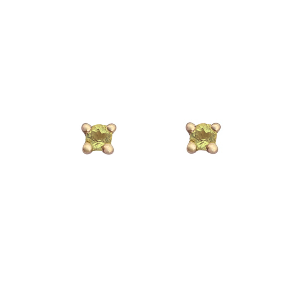 9k Yellow Gold 2mm Peridot Stud Earrings