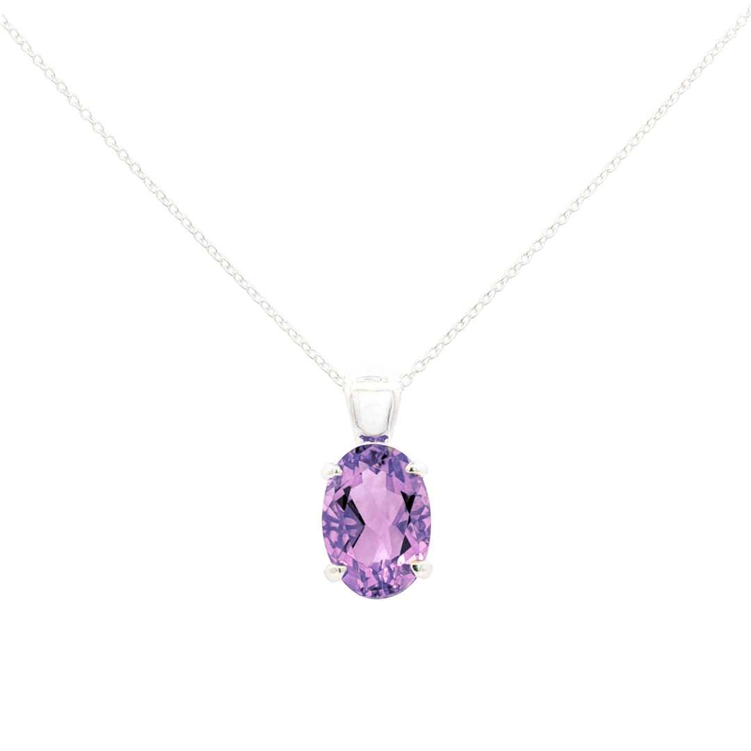 Sterling Silver Oval 'Eclipse' Amethyst Pendant