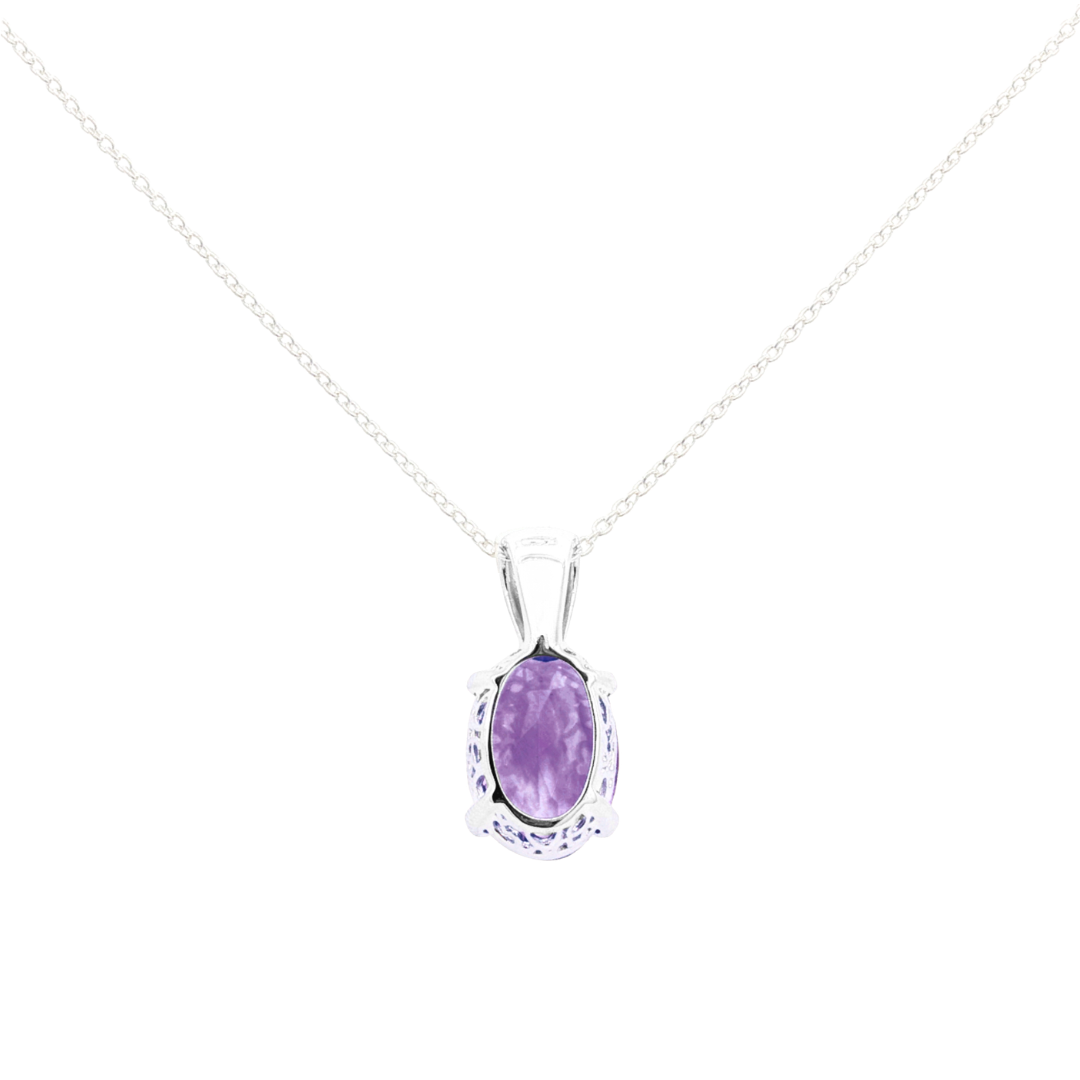 Sterling Silver Oval 'Eclipse' Amethyst Pendant