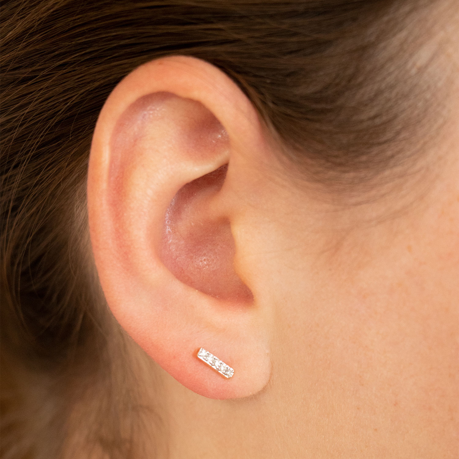 9k Yellow Gold Diamond Line Earrings