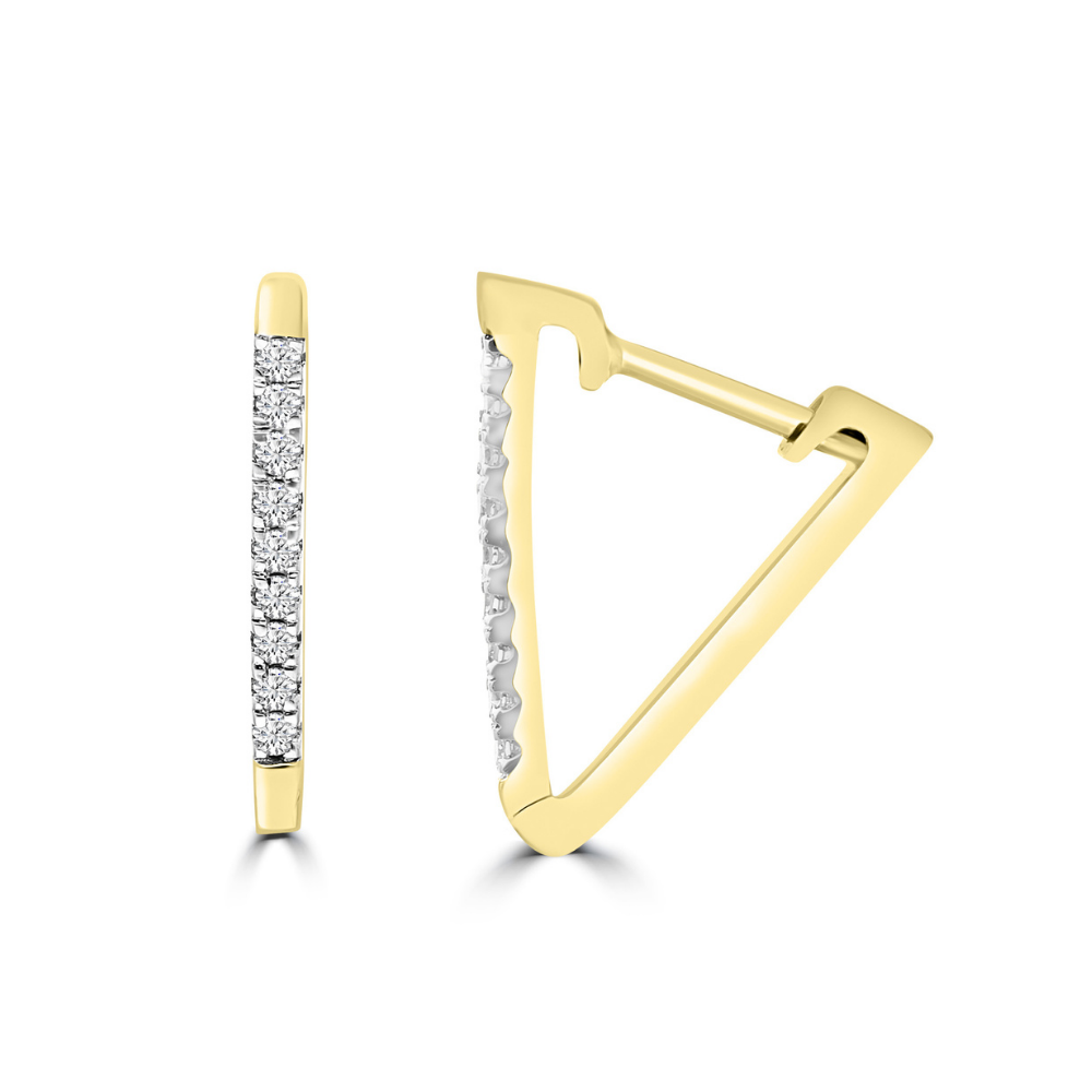 9k Yellow Gold Diamond Line Hoop Earrings